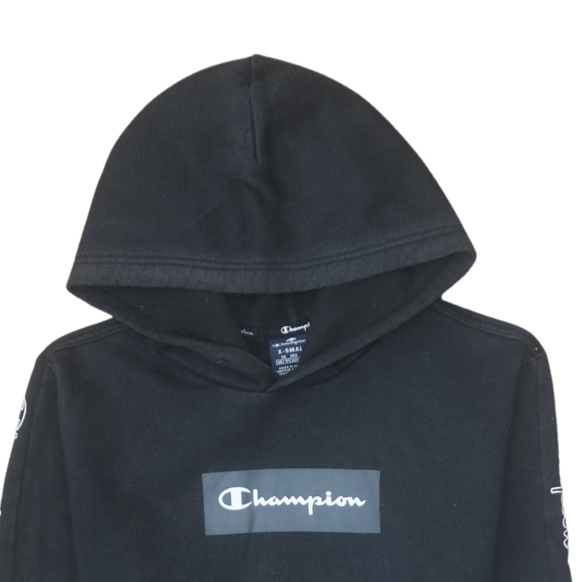 Champion Men's Black XS Pullover Hoodie with Logo Graphic