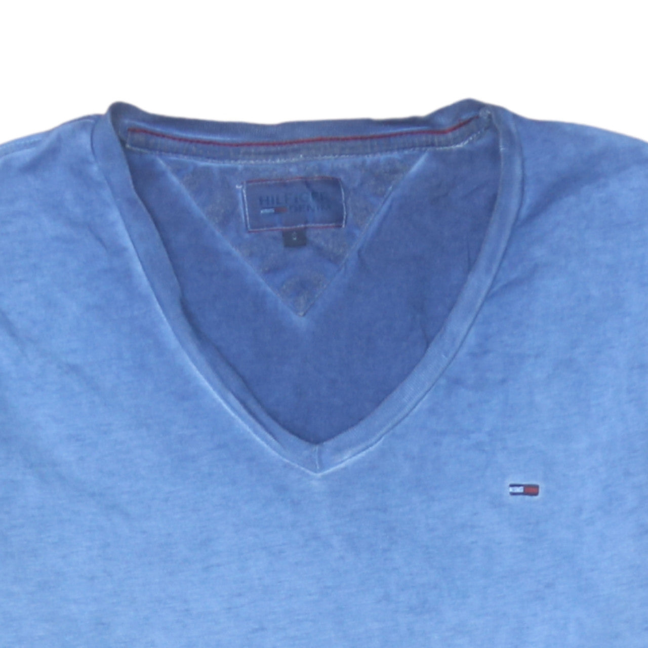 Tommy Hilfiger Women Blue V-Neck Short Sleeve Cotton T-Shirt Size S