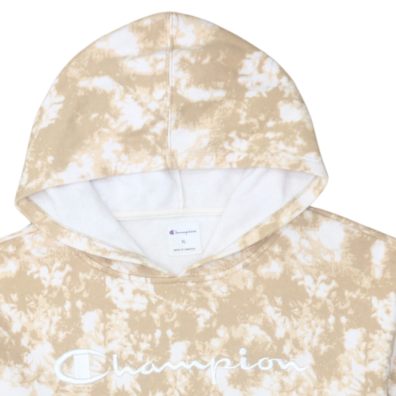 Champion Women's Beige Tie-Dye Pullover Hoodie XL Cotton Blend