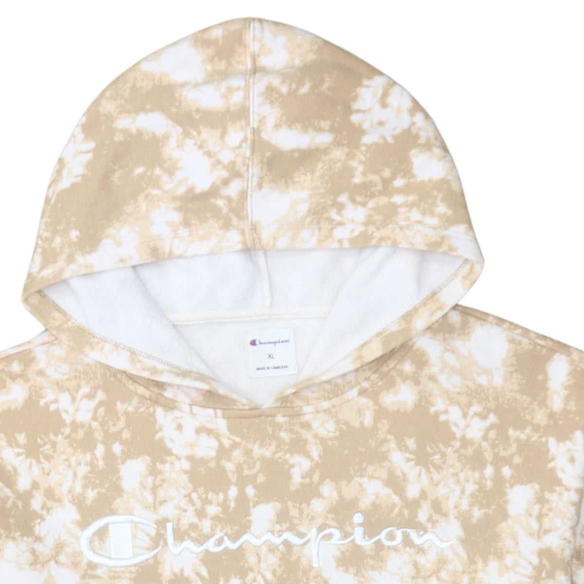 Champion Women's Beige Tie-Dye Pullover Hoodie XL Cotton Blend