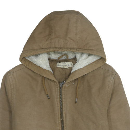 H&M L.O.G.G. Men Brown Cotton Hooded Lined Jacket Size M
