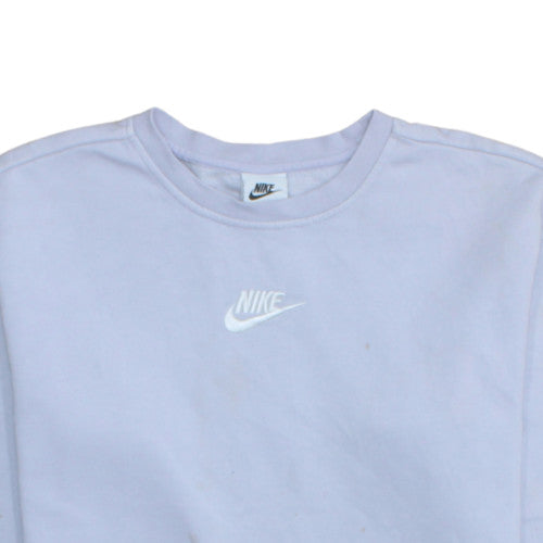 Nike Girls Purple Fleece Pullover Sweatshirt L 146-156cm Crew Neck