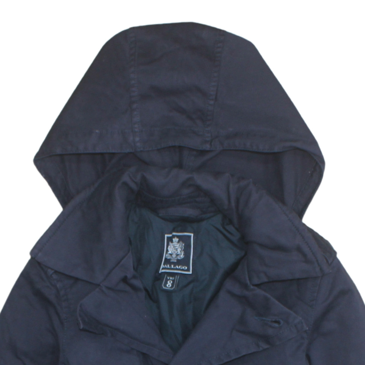 Dal Lago Boys Blue Hooded Parka Coat 8 Years Button Front Lined Jacket