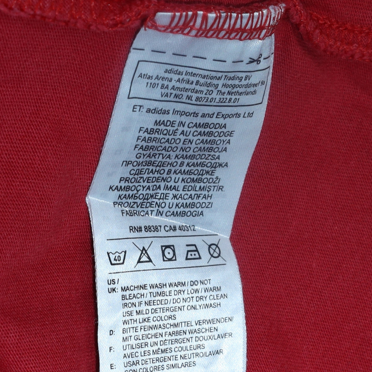 Adidas Men’s Red Cotton Short Sleeve Crew Neck T-Shirt Size L