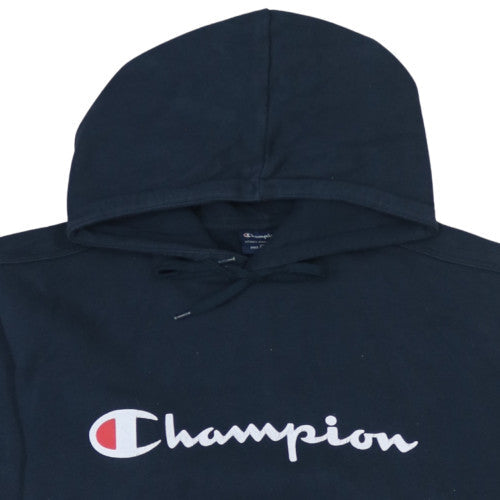 Champion Men's Black L Pullover Hoodie Logo Fleece Sweatshirt