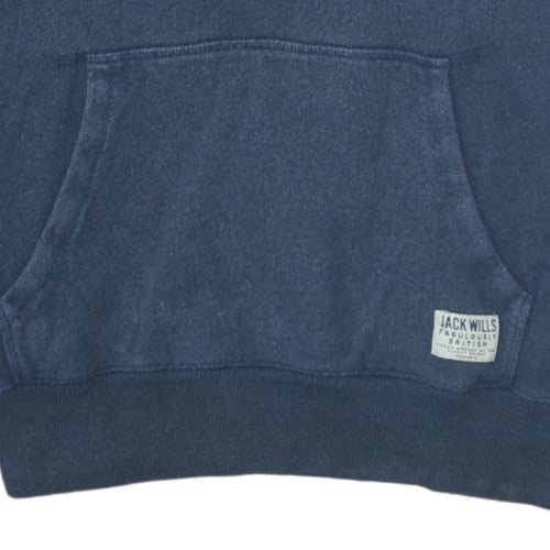 Jack Wills Womens Blue Pullover Hoodie UK 12 Cotton Blend Casual