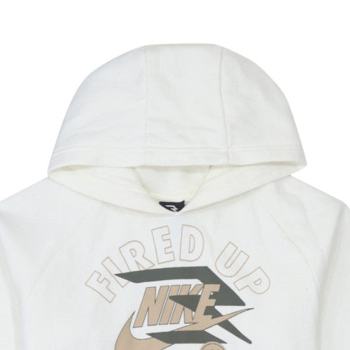 Nike 3Brand Teens White Pullover Hoodie XL 'Fired Up' Graphic