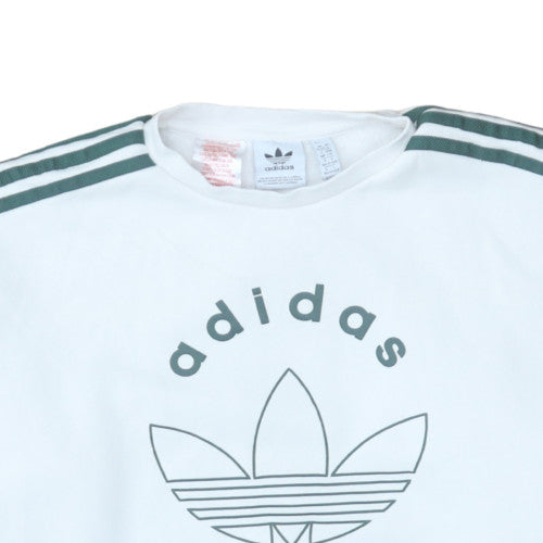 Adidas Boys White 13-14 Years Pullover Sweatshirt with Logo and Stripes