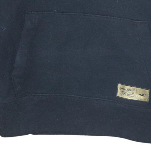 Hollister Men's Black XS Pullover Fleece Hoodie with Logo Trim