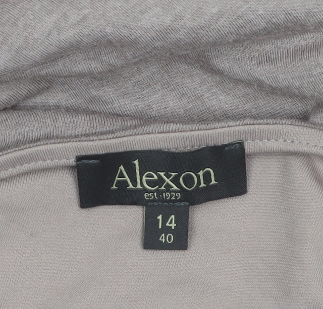 Alexon Women’s Beige V-Neck Long Sleeve Knee Length Wrap Dress Size 14