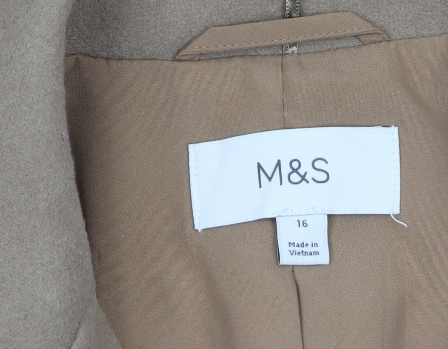 Marks and Spencer Women’s Beige Long Overcoat Size 16 Classic Style