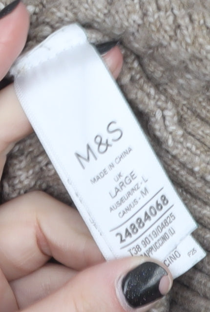 Marks & Spencer Women Beige Roll Neck Jumper Large Knit Winter