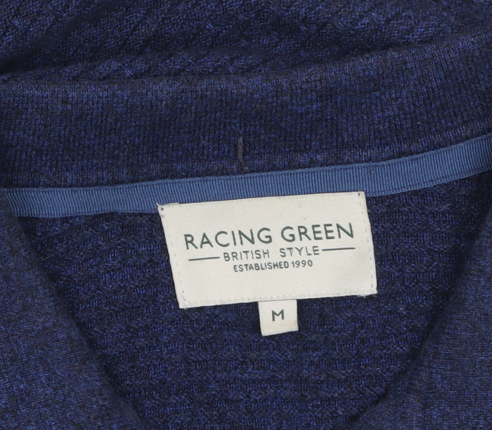Racing Green Men's Blue Collared Knit Short Sleeve Pullover Jumper M