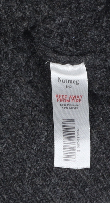 Nutmeg Women Grey & Cream Striped Pullover Jumper Size 8-10