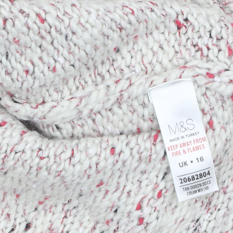 Marks & Spencer Women Beige Chunky Knit Open Cardigan Size 16