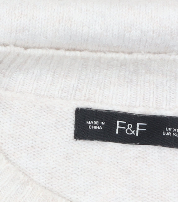 F&F Women’s Ivory Heart Knit Pullover Jumper XL