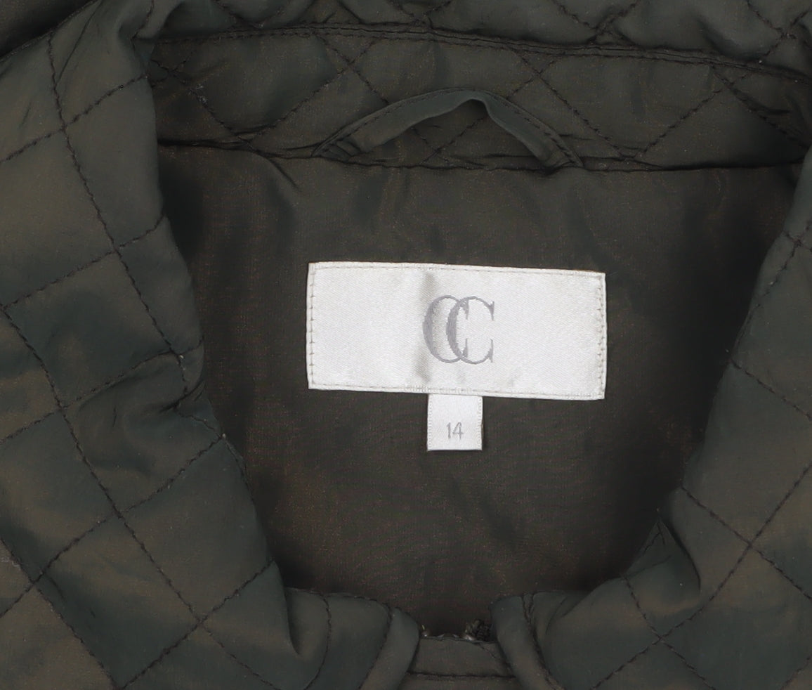 Country Casuals Women Green Quilted Mid-Length Jacket Size 14