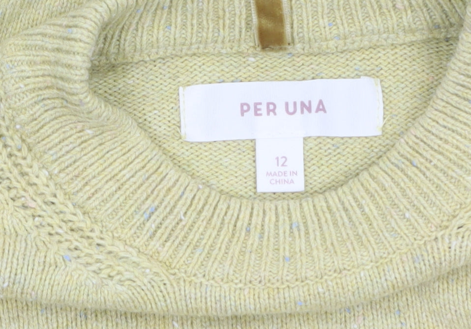 Marks & Spencer Per Una Women's Yellow Size 12 Crew Neck Wool Blend Jumper