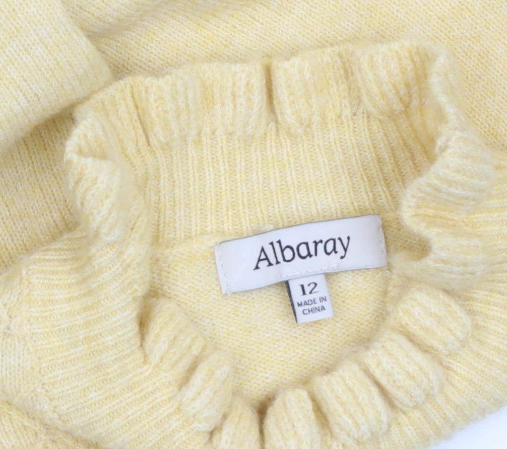 Albaray Women Yellow Mock Neck Long Sleeve Knit Jumper Size 12