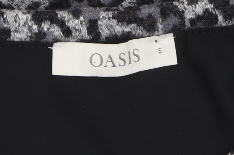 Oasis Women’s Grey Leopard Print Knit Tunic Blouse Size S