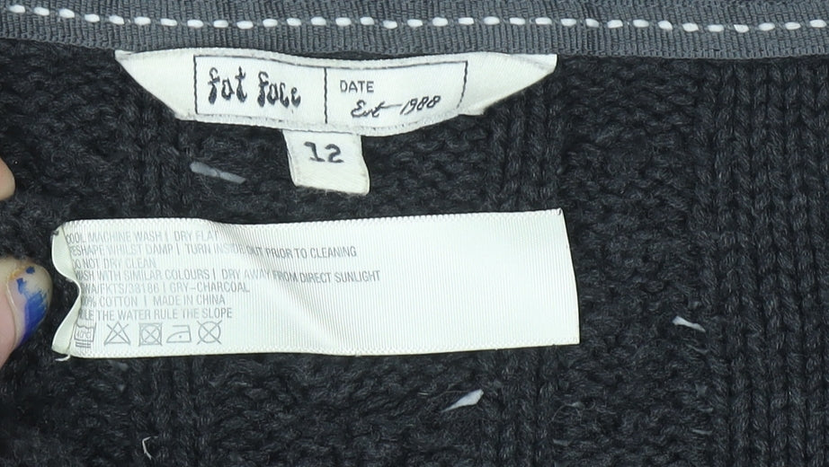 FatFace Women’s Grey Cable-Knit Cotton Cardigan Size 12