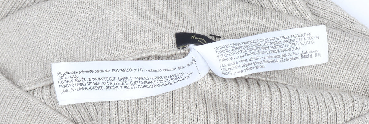 Massimo Dutti Women Beige Midi Ribbed Knit Pencil Skirt Size 12
