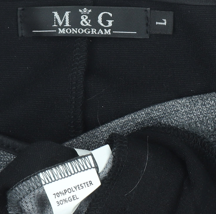 M&G Monogram Womens Grey Black Biker Jacket Size L Zip Style