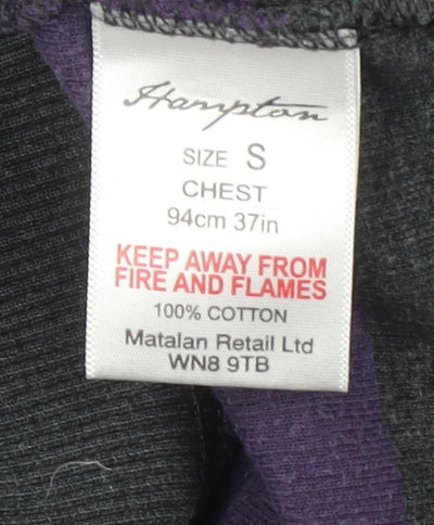 Hampton Men’s Purple Striped 1/4 Zip Cotton Jumper Size S