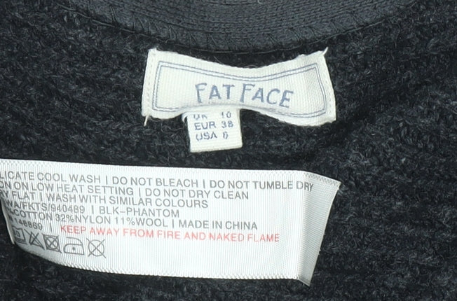Fat Face Womens Black V-Neck Knit Jumper Size 10