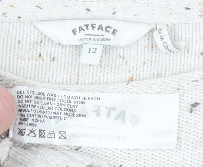 FatFace Women’s Beige Striped Cotton Knit Jumper Size 12