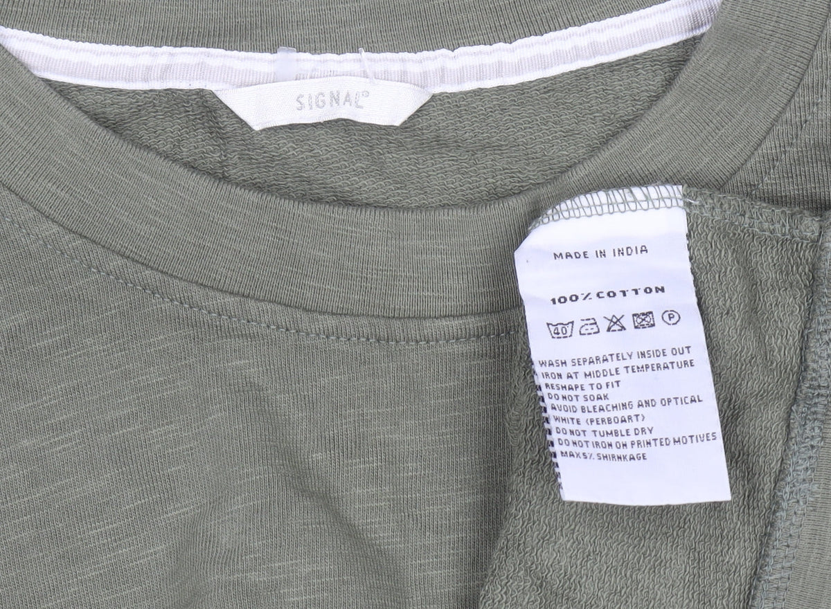Signal Men’s Green 2XL Crew Neck Cotton Pullover Sweatshirt