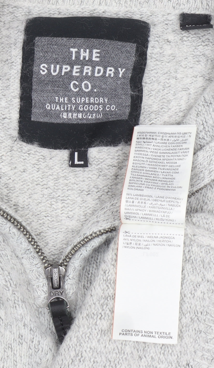 Superdry Women’s Grey Wool Blend 1/4 Zip High Neck Jumper Size L