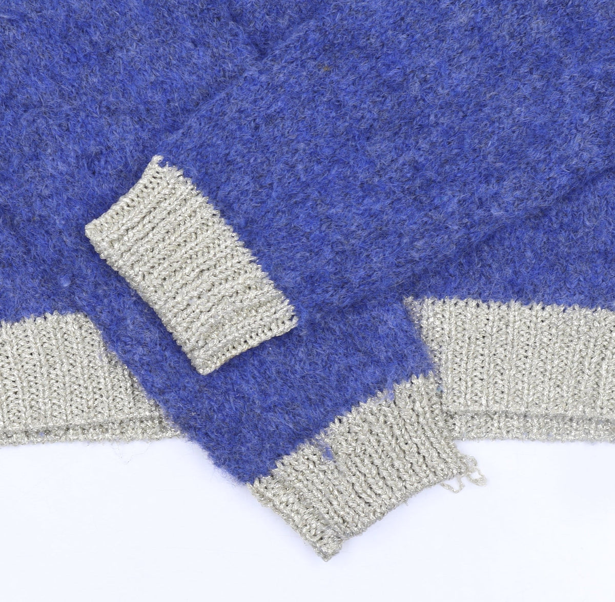 CULTURE Women's Blue V-Neck Chunky Knit Wool Blend Jumper XS