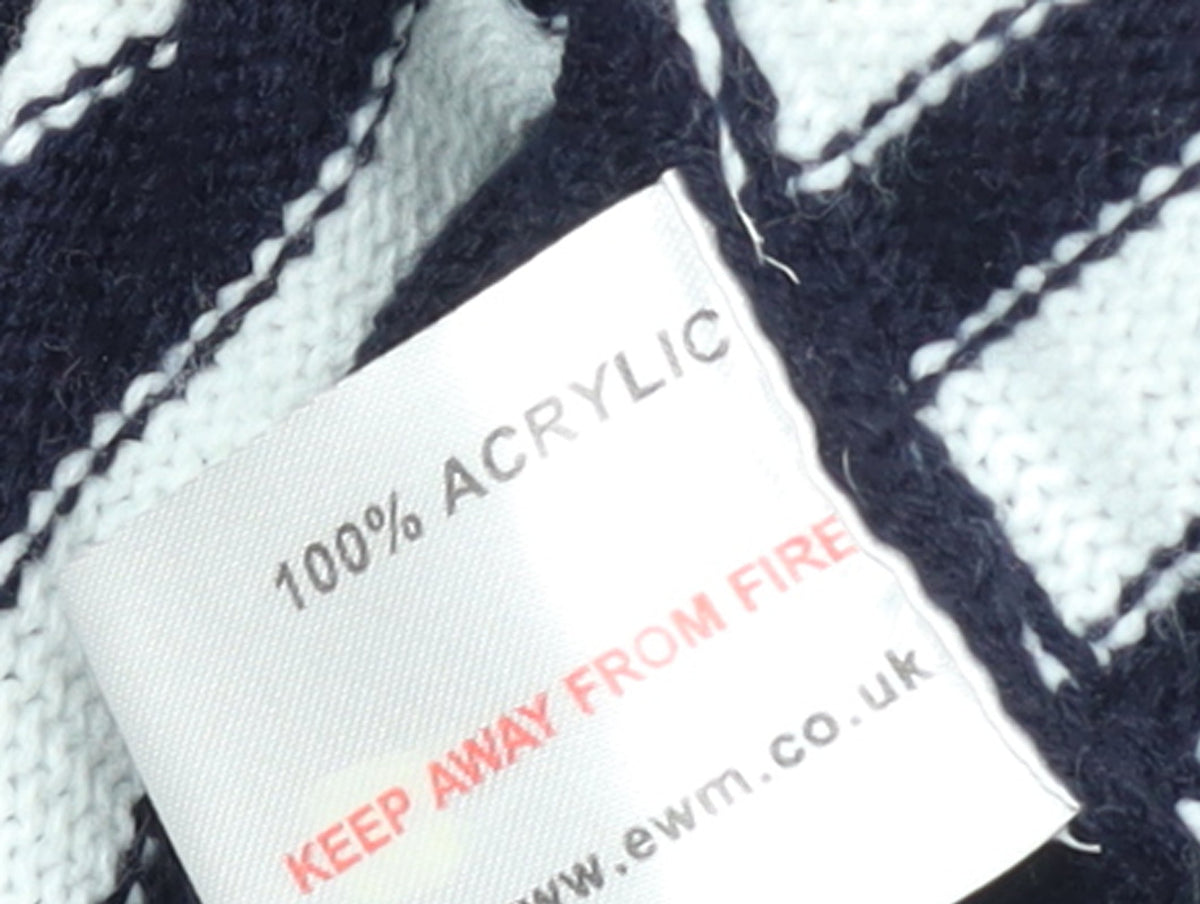 EWM Womens Blue Striped Open Cardigan Knitted Jumper Size S 10-12