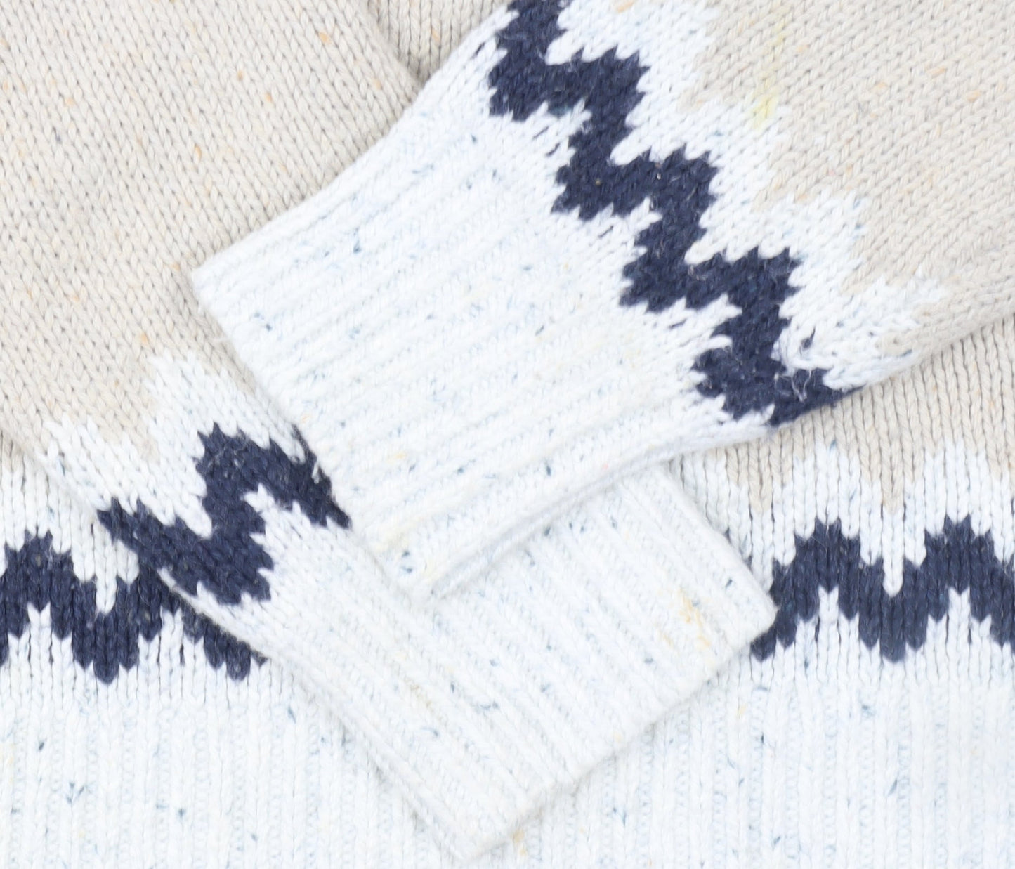 Weird Fish Womens Beige Fair Isle Roll Neck Knit Jumper Size 8