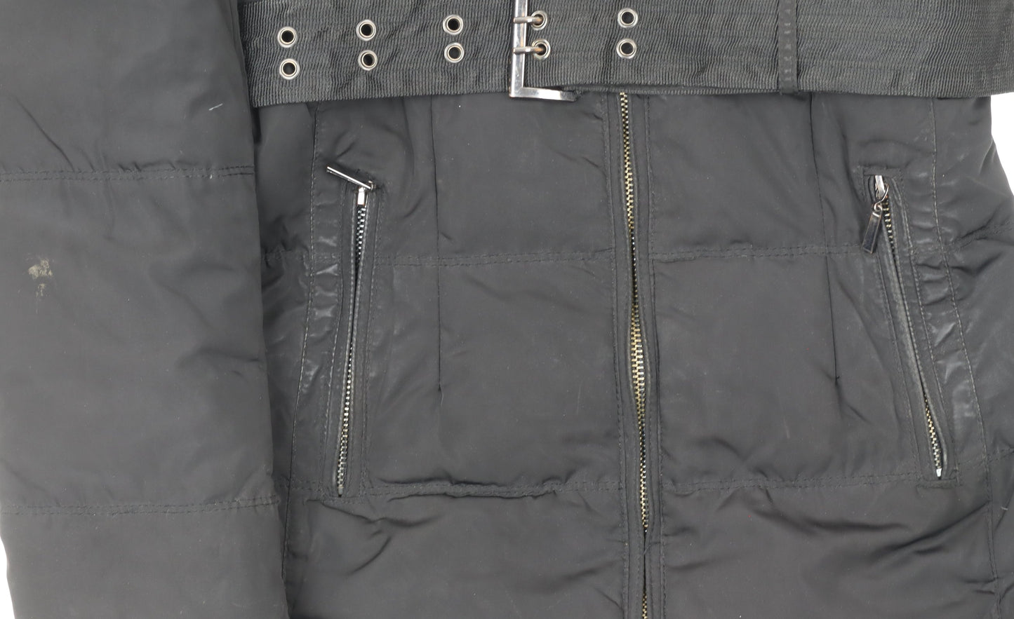 Zara Women Black Long Belted Puffer Down Jacket Size 10