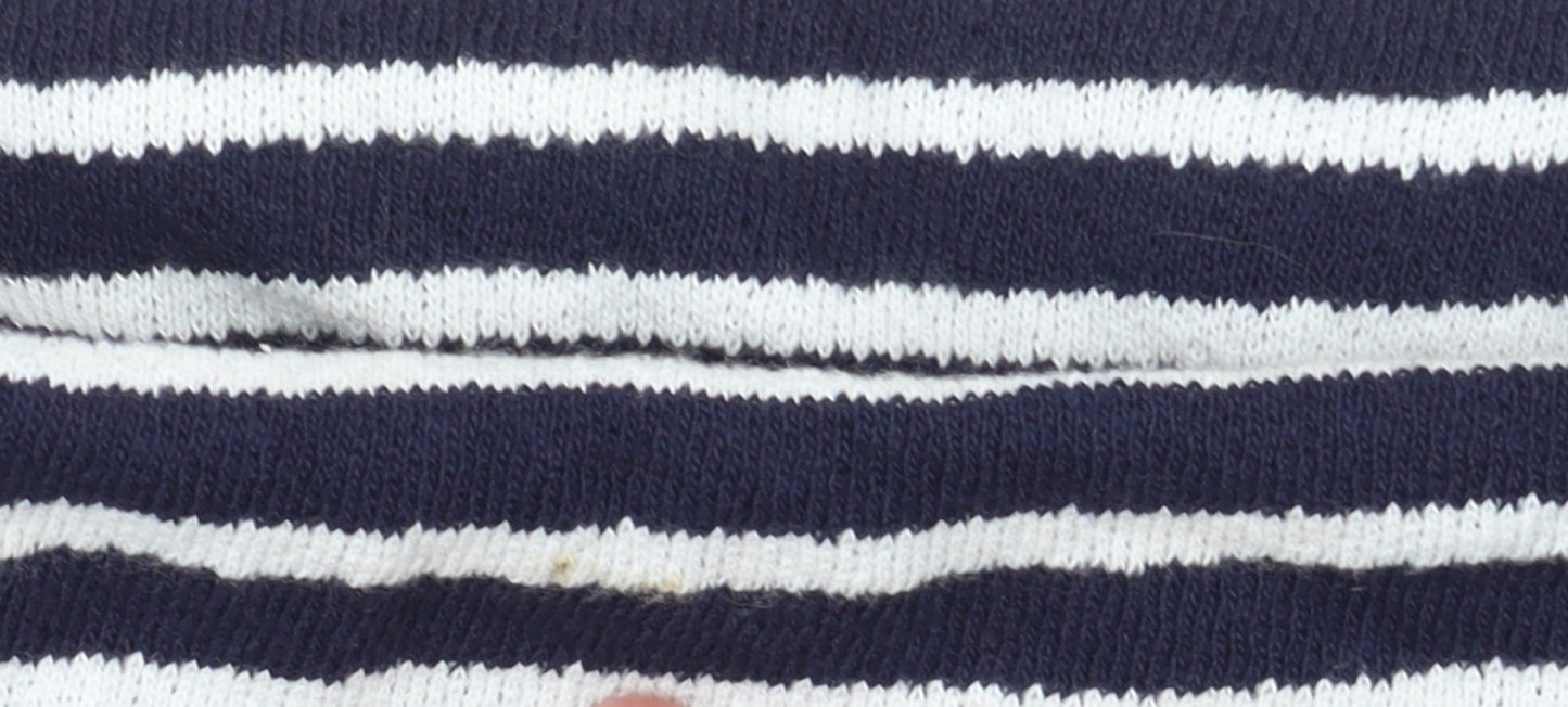 Next Womens Blue Striped Off Shoulder Cotton Top Size 6