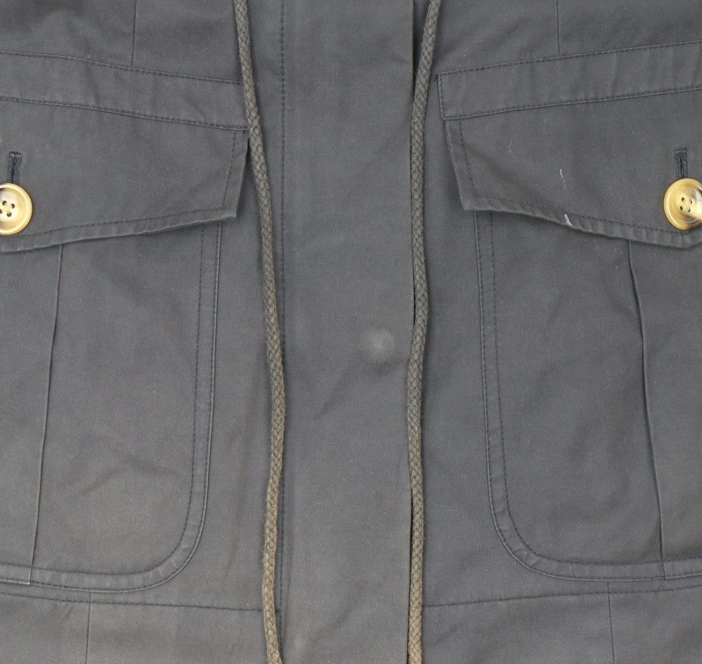 Hobbs London Navy Hooded Parka Jacket Women's Size 8 Drawstring Waist