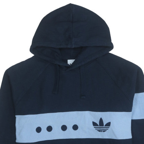 Adidas Men's Blue XL Pullover Hoodie with Logo Graphic Fleece