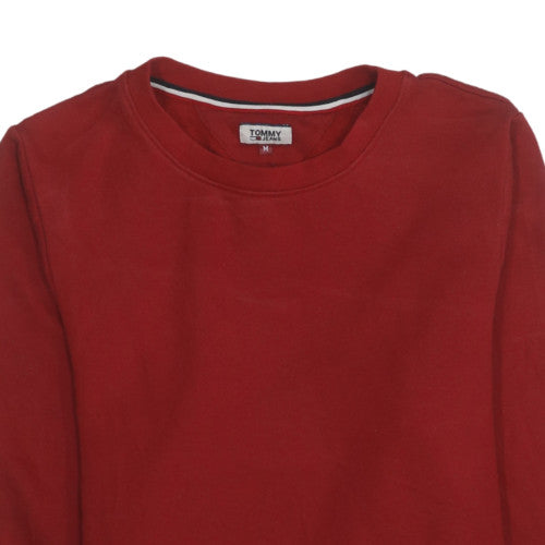 Tommy Jeans Womens Red Cotton Blend Crew Neck Pullover Sweatshirt Size M