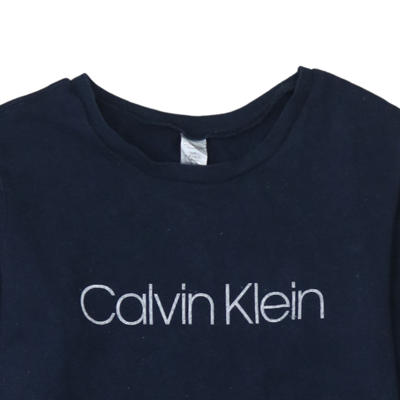 Calvin Klein Women Navy Blue Pullover Sweatshirt Size L Cotton Crew Neck