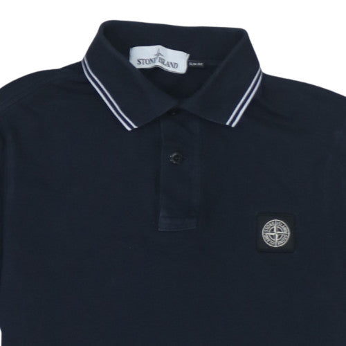 Stone Island Men's Navy Cotton Slim Fit Short Sleeve Polo Shirt Size S