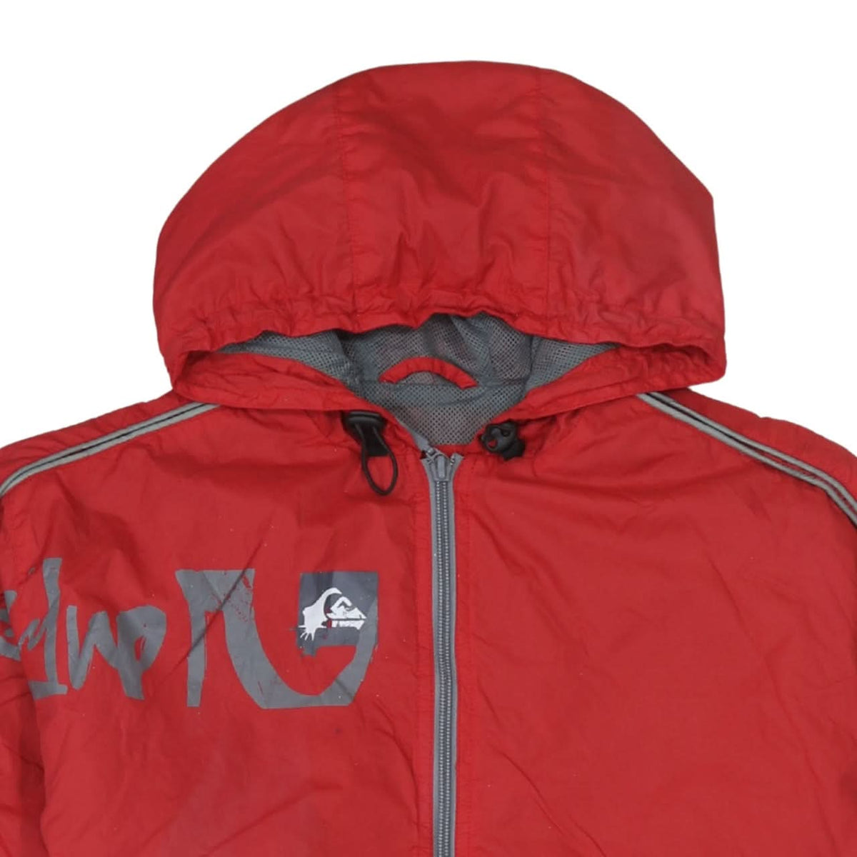 Quiksilver Womens Red Windbreaker Jacket Size 16 Hooded Full Zip