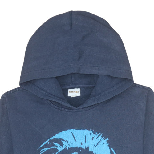 Diesel Men's Blue Pullover Hoodie M Graphic Print Cotton