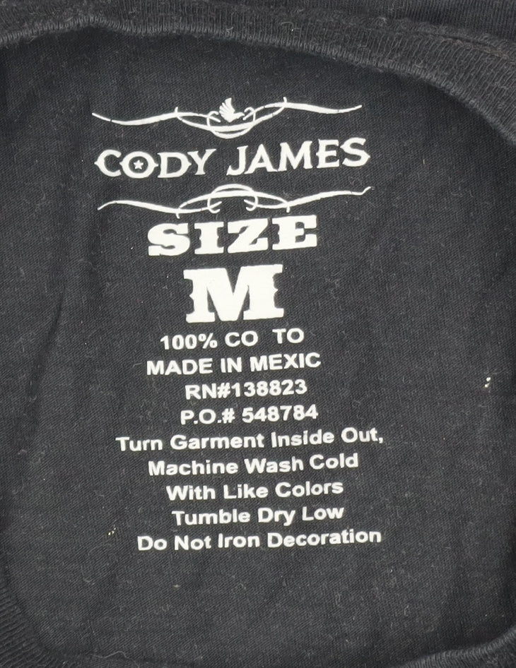 Cody James Men's Black Graphic T-Shirt Medium Crew Neck Cotton