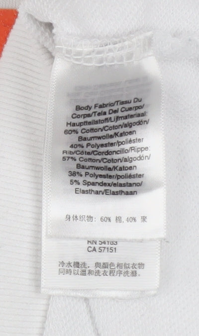 DKNY Women White Cotton Blend Logo Sweatshirt Size M
