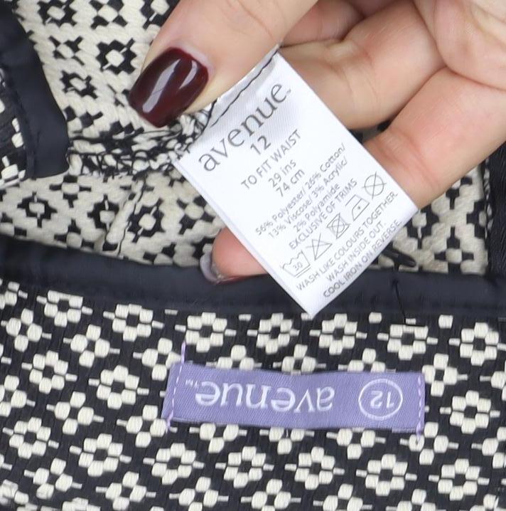 Avenue Women Black Geometric Tweed Short Skirt Size 12