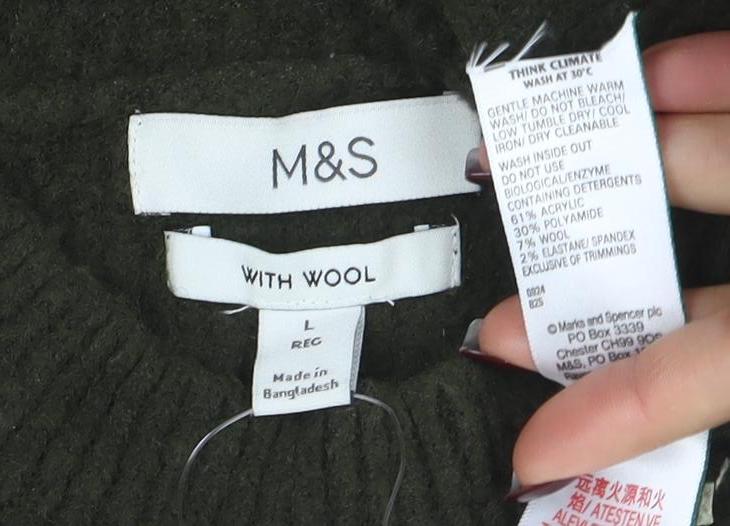 Marks and Spencer Women’s Green Wool Blend Crew Neck Jumper L