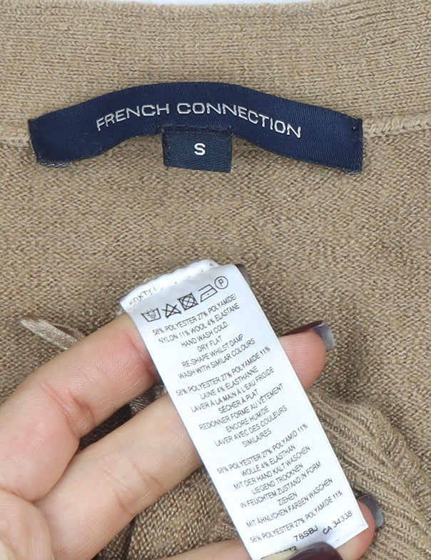 French Connection Women’s Beige V-Neck Button Cardigan S