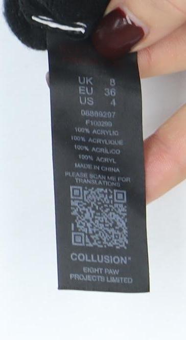 Collusion Women Black Size 8 Mock Neck Acrylic Jumper
